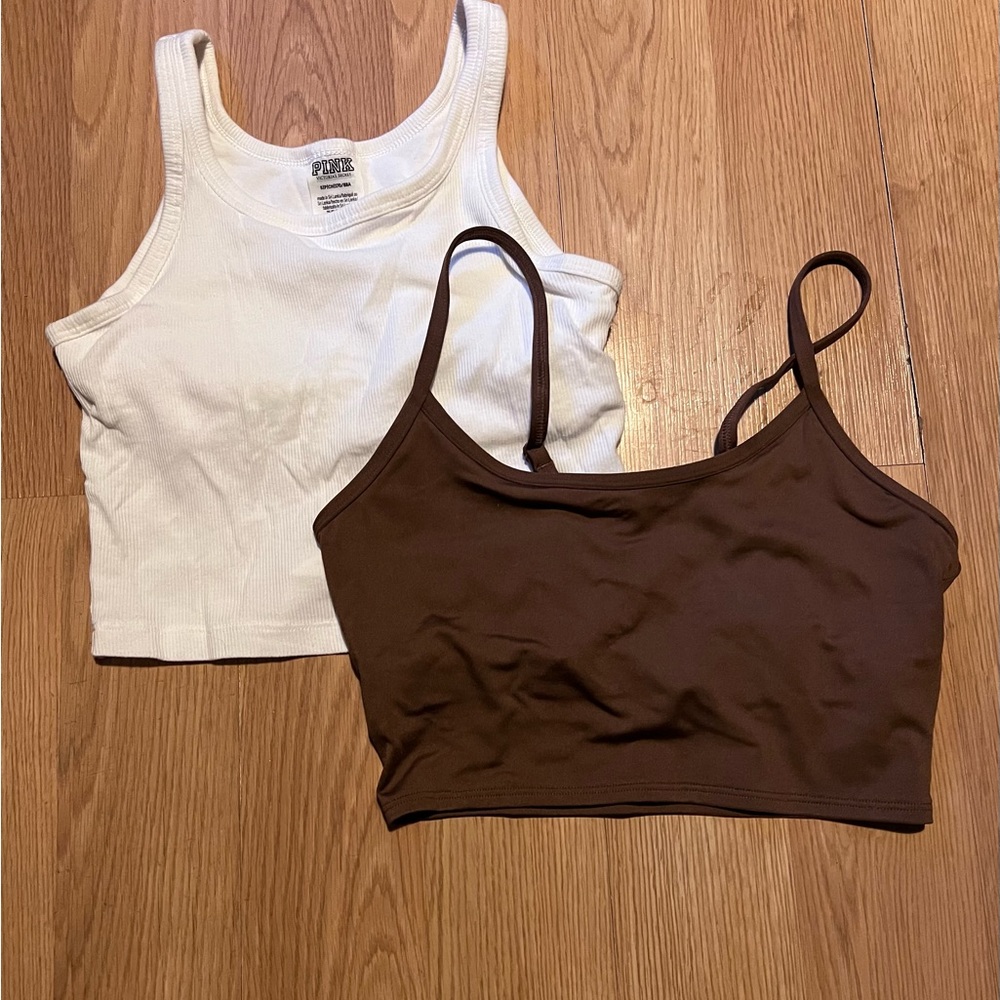 PINK Bundle- Women's White and Brown Tank Tops